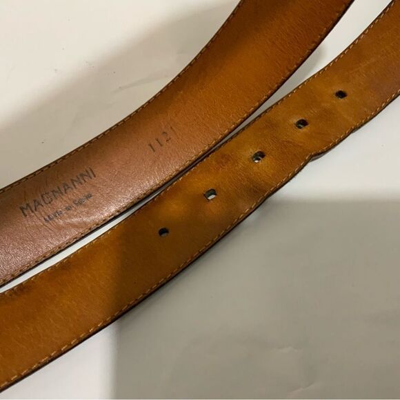 Magnanni Men’s Catalux Leather Dress Belt - 1121- Cuero Brown distressed Size 36 - Picture 10 of 11